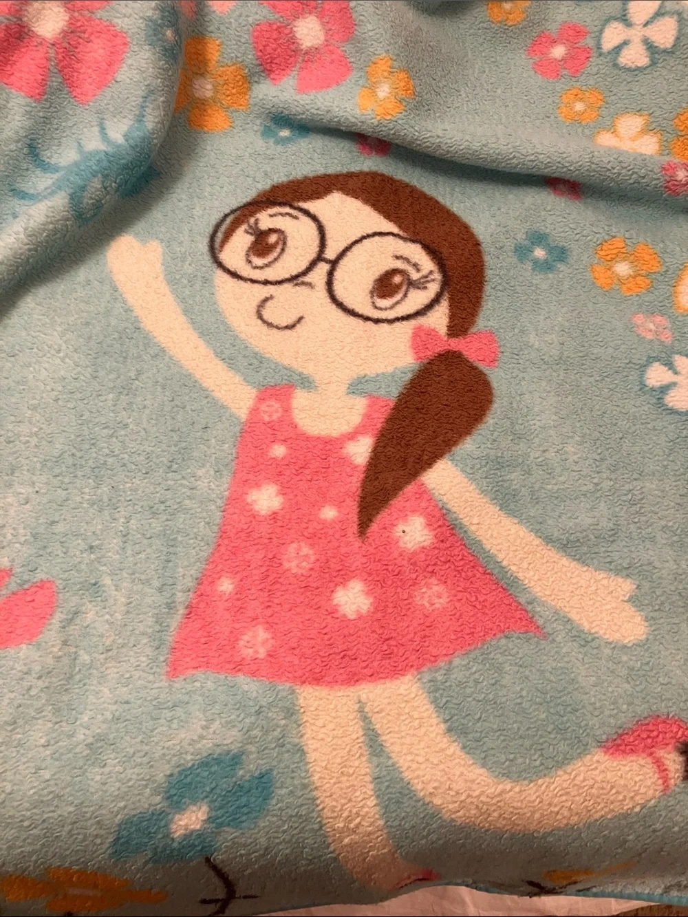 Ruby Fleece Baby Blanket - Aqua & Pink Floral 50x40